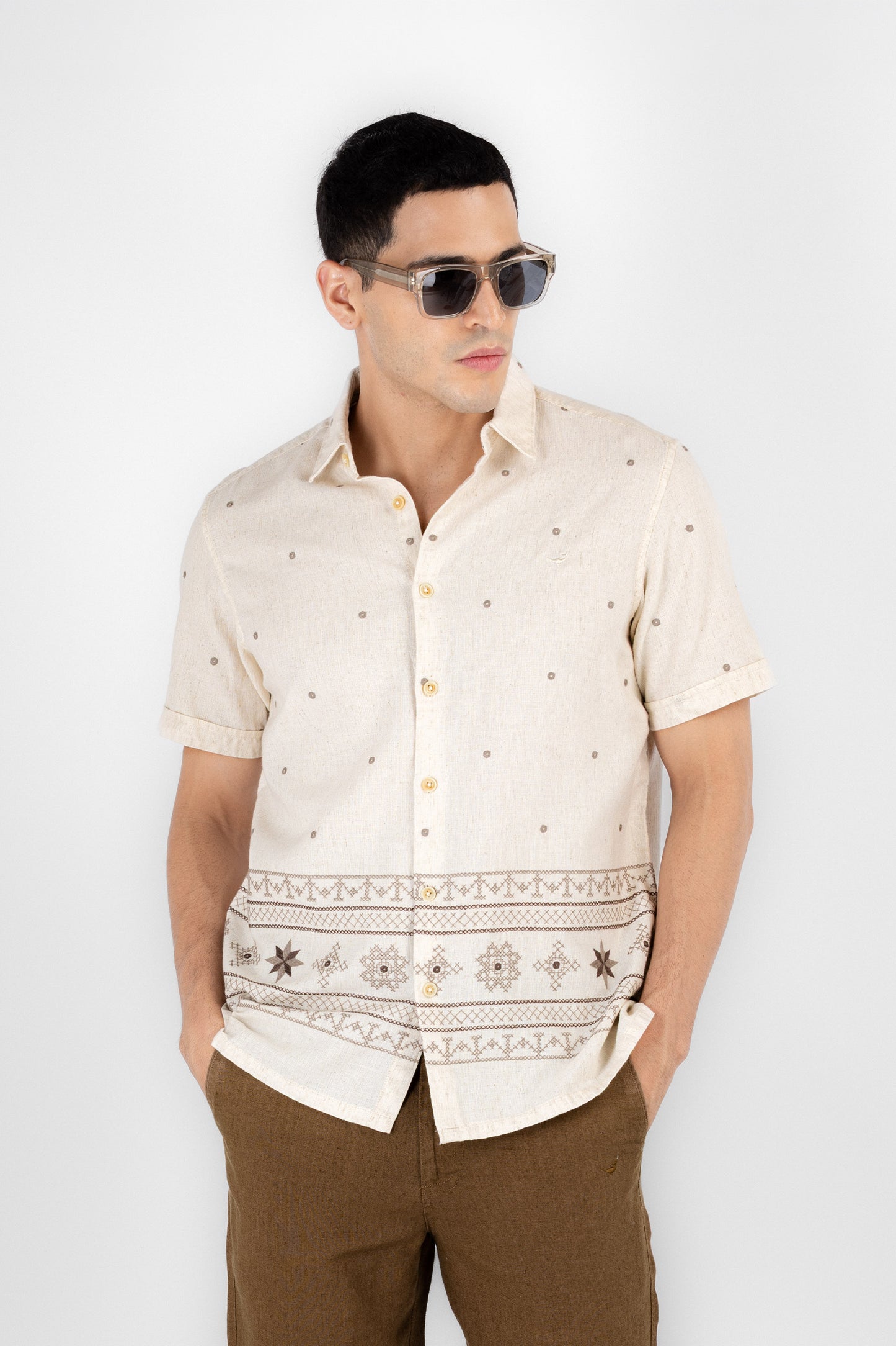 Natural Artisan Border Shirt