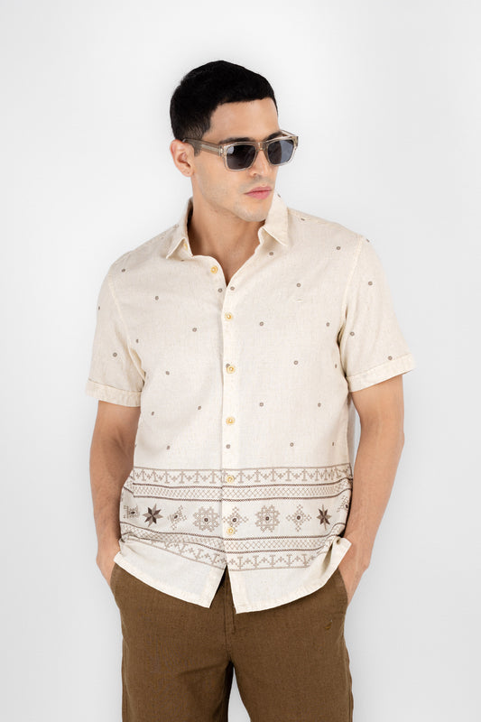 Natural Artisan Border Shirt