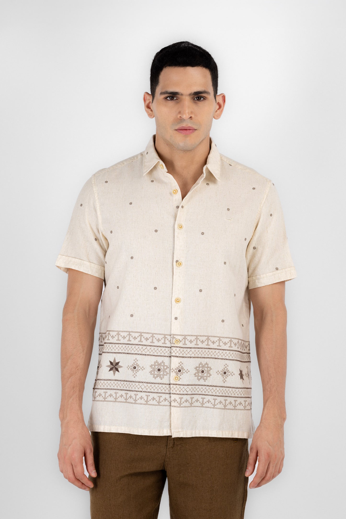 Natural Artisan Border Shirt