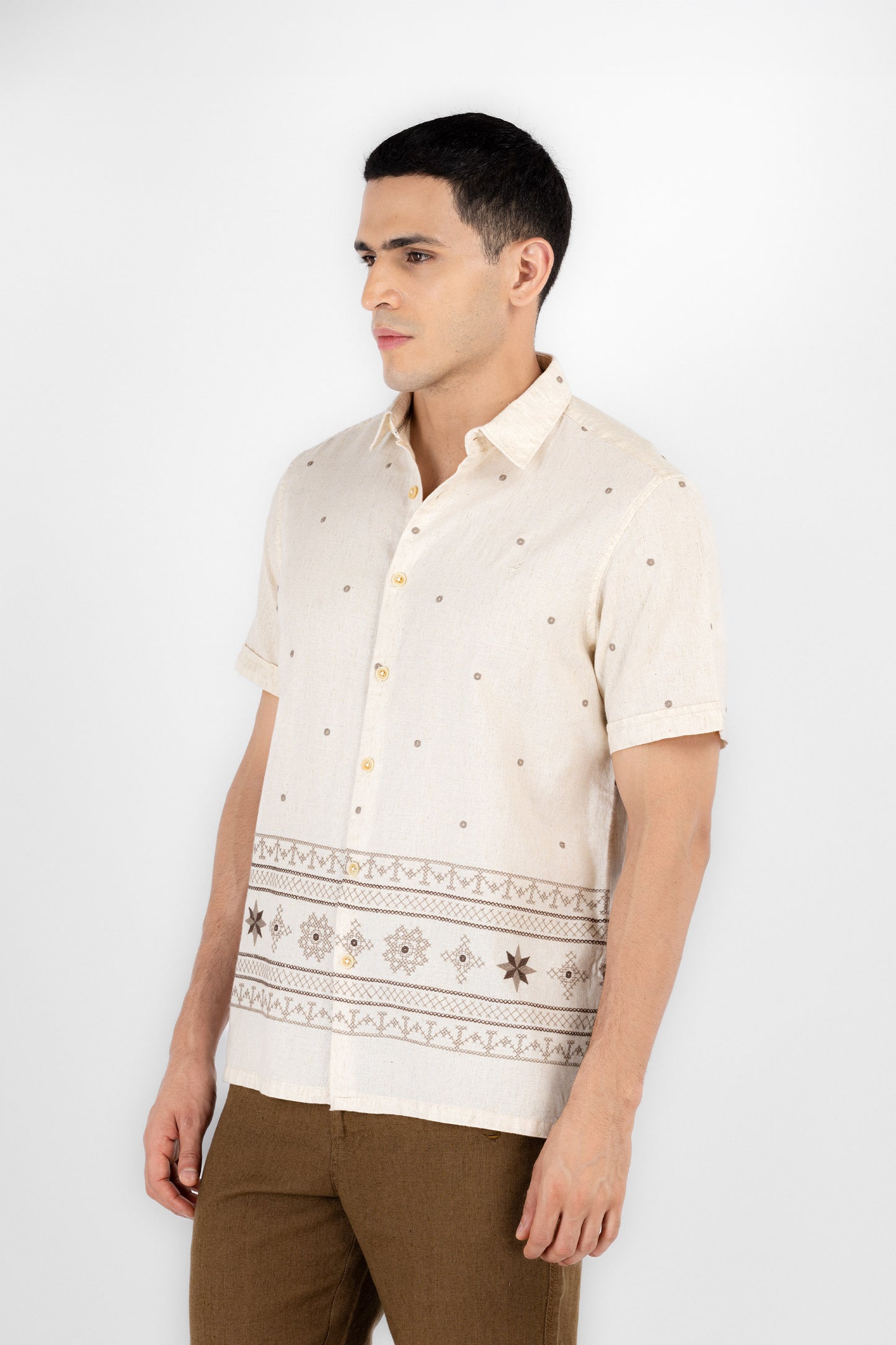 Natural Artisan Border Shirt