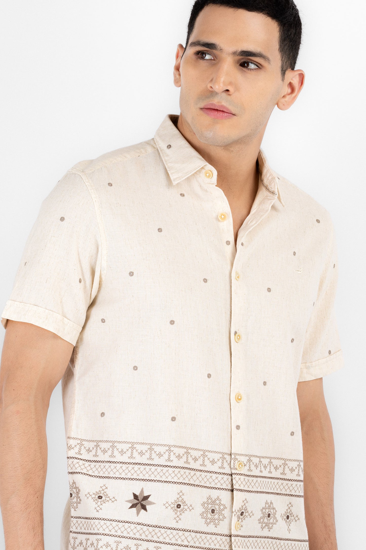 Natural Artisan Border Shirt