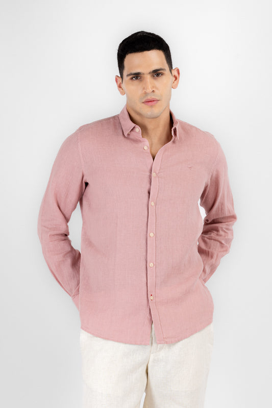 Pure Linen Dusty Coral Shirt