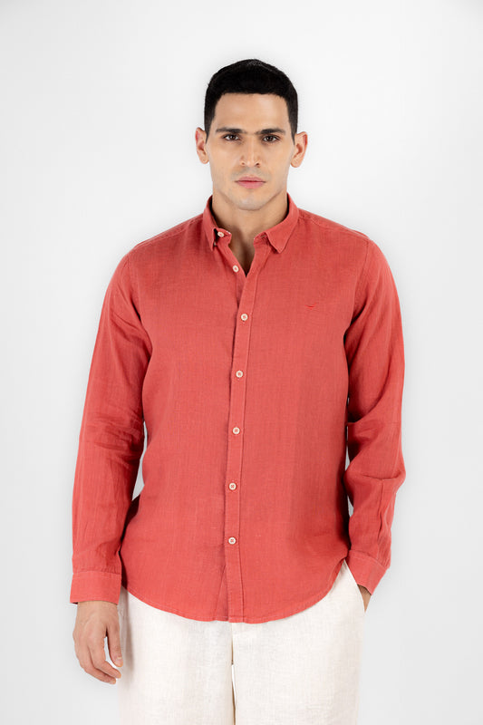 Pure Linen Vintage Red Shirt