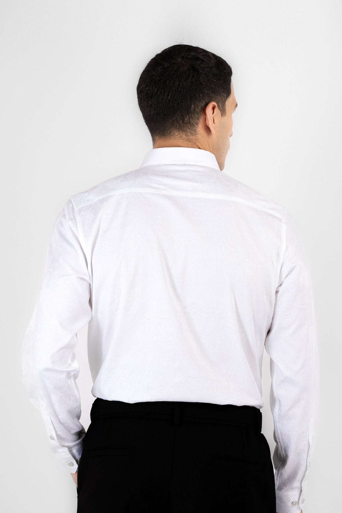 Crisp White Jaquard Shirt
