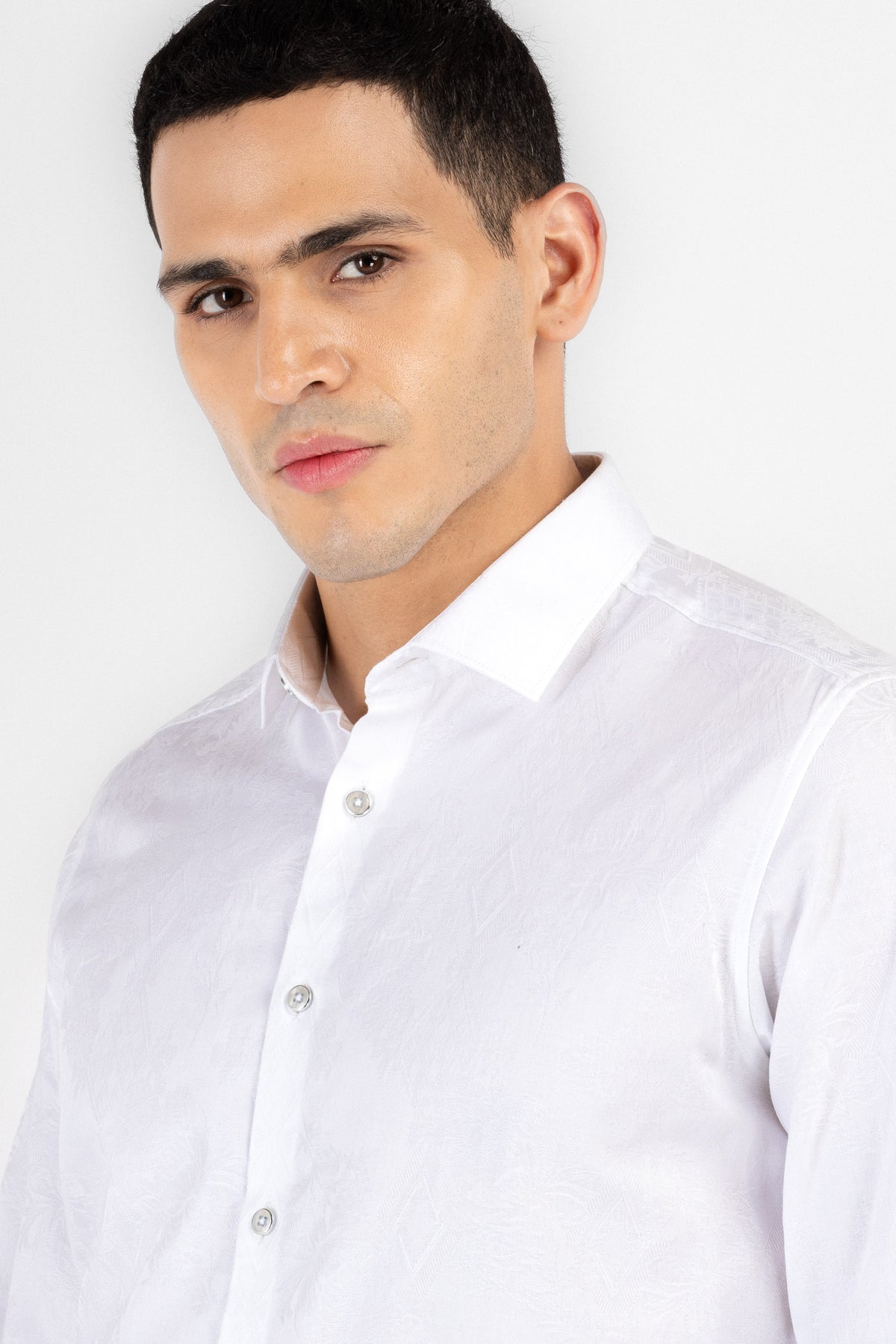 Crisp White Jaquard Shirt